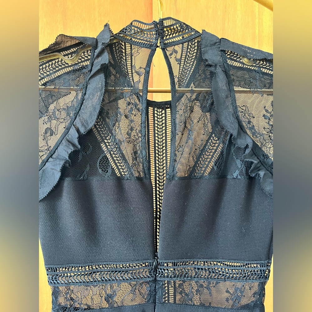 Self Portrait black lace paneled jumpsuit - Picture 3 of 7